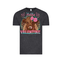Vintage Black hello valentine highland cow Vintage Tee - RanaPortraitStore
