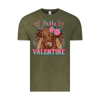 Vintage Olive hello valentine highland cow Vintage Tee - RanaPortraitStore