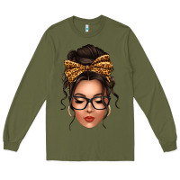 Army Green caucasian leopard messy bun Long Sleeve Tee - texasbilliewilder