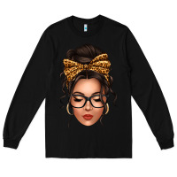 Black caucasian leopard messy bun Long Sleeve Tee - texasbilliewilder