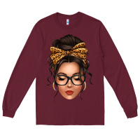 Burgundy caucasian leopard messy bun Long Sleeve Tee - texasbilliewilder