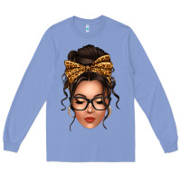 Colony Blue caucasian leopard messy bun Long Sleeve Tee - texasbilliewilder