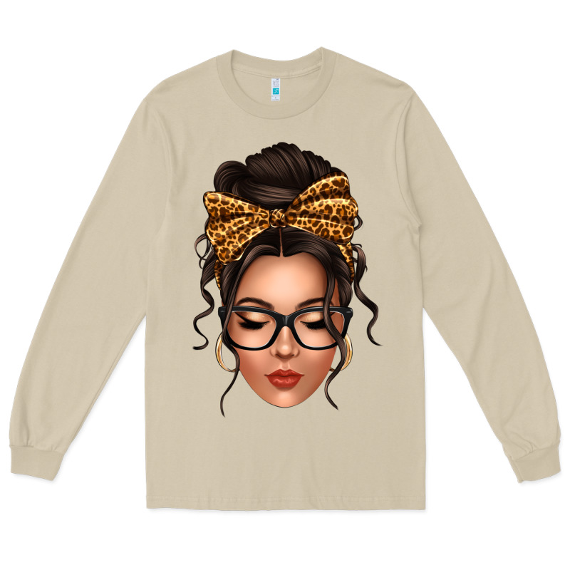 Caucasian Leopard Messy Bun Long Sleeve Tee by texasbilliewilder | Teevron