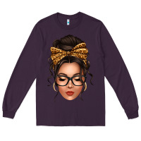 Plum caucasian leopard messy bun Long Sleeve Tee - texasbilliewilder