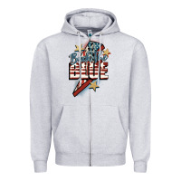 Heather Grey Back the blue Zipper Hoodie - FaDigitalArtStudio