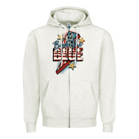 Oatmeal Heather Back the blue Zipper Hoodie - FaDigitalArtStudio