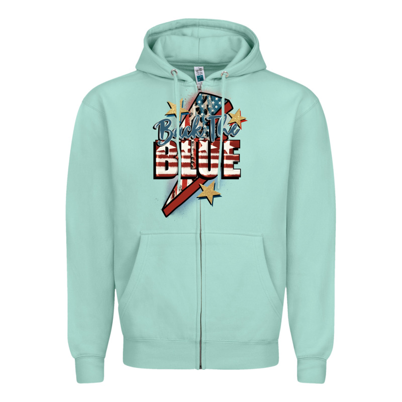 Back The Blue Zipper Hoodie by FaDigitalArtStudio | Teevron
