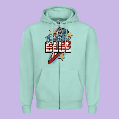 Back The Blue Zipper Hoodie Designed By Fadigitalartstudio