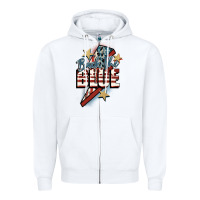 White Back the blue Zipper Hoodie - FaDigitalArtStudio