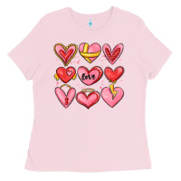 Bubblegum Pink sketch hearts Ladies Tee - MaliasSmallBusiness