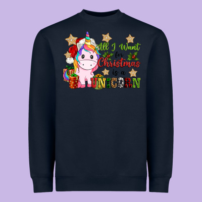 All I Want For Christmas Is A Unicorn Heavyweight Sweatshirt Designed By Cowgirlartshop