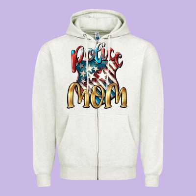 Police Mom Zipper Hoodie Designed By Fadigitalartstudio