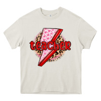 Cream teacher lightning bolt valentines day Heavy Core Tee - MaliasSmallBusiness