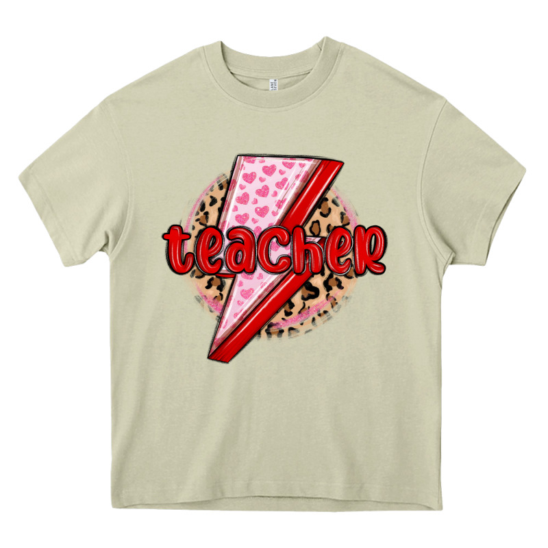 Teacher Lightning Bolt Valentines Day Heavy Core Tee by MaliasSmallBusiness | Teevron