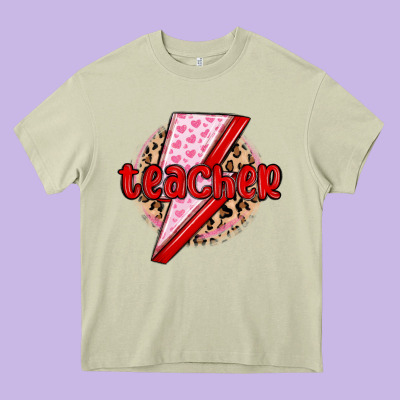Teacher Lightning Bolt Valentines Day Heavy Core Tee Designed By Maliassmallbusiness