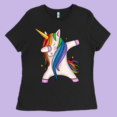 Dabbing Unicorn Ladies Tee Designed By Maliassmallbusiness