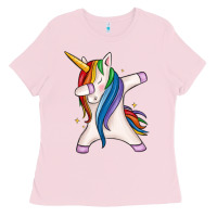 Bubblegum Pink dabbing unicorn Ladies Tee - MaliasSmallBusiness