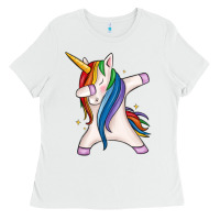 White dabbing unicorn Ladies Tee - MaliasSmallBusiness