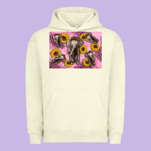Baby Elephant Sunflowers Kid's Bottle Urban Hoodie Designed By Artiststas