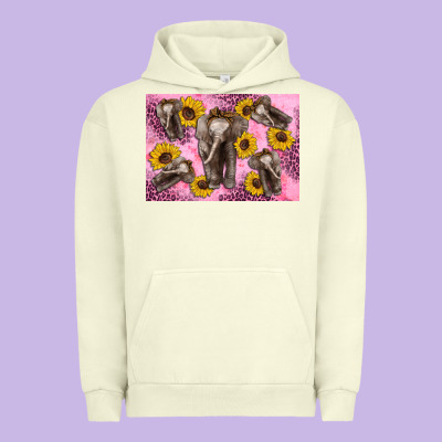 Baby Elephant Sunflowers Kid's Bottle Urban Hoodie Designed By Artiststas