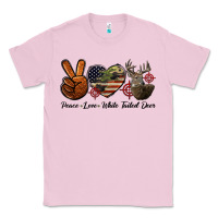 Bubblegum Pink Peace Love White Tailed Deer Classic Tee - LillyAllenDesigns
