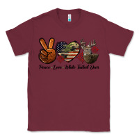 Burgundy Peace Love White Tailed Deer Classic Tee - LillyAllenDesigns