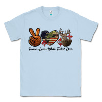 Dusty Blue Peace Love White Tailed Deer Classic Tee - LillyAllenDesigns