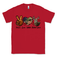 Red Peace Love White Tailed Deer Classic Tee - LillyAllenDesigns