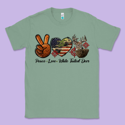 Peace Love White Tailed Deer Classic Tee Designed By Lillyallendesigns