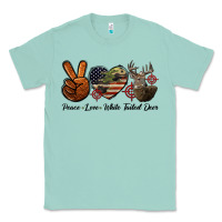 Seafoam Peace Love White Tailed Deer Classic Tee - LillyAllenDesigns