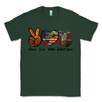 Sports Green Peace Love White Tailed Deer Classic Tee - LillyAllenDesigns