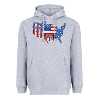 Heather Grey America map Heavyweight Hoodie - CowhideDigitalArt