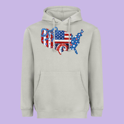 America Map Heavyweight Hoodie Designed By Cowhidedigitalart