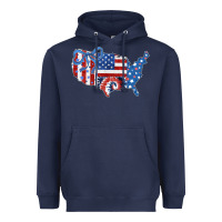 Navy America map Heavyweight Hoodie - CowhideDigitalArt
