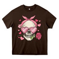 Chocolate Brown valentine's day skull Heavy Core Tee - MaliasSmallBusiness
