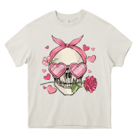 Cream valentine's day skull Heavy Core Tee - MaliasSmallBusiness