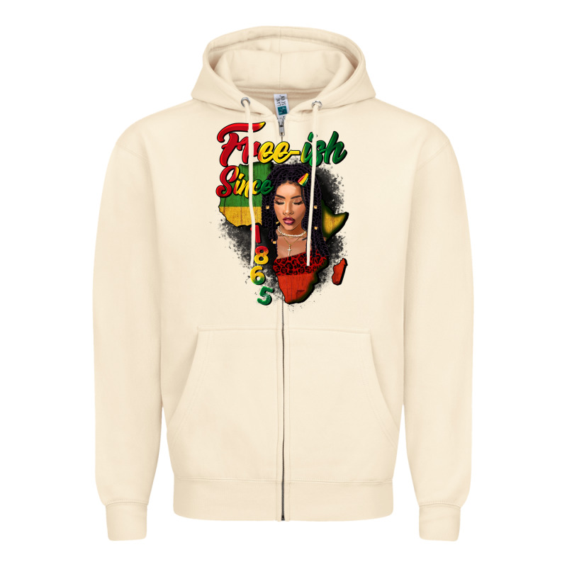 Free-ish Since 1865 Black Woman Zipper Hoodie by FaDigitalArtStudio | Teevron