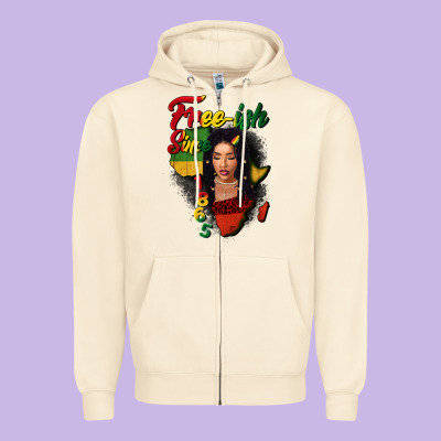 Free-ish Since 1865 Black Woman Zipper Hoodie Designed By Fadigitalartstudio