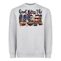 Heather Grey god bless the usa Heavyweight Sweatshirt - CowGirlArtShop
