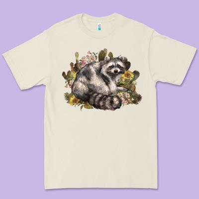 Floral Racoon Western Premium Tee Designed By Nancycooperartshop
