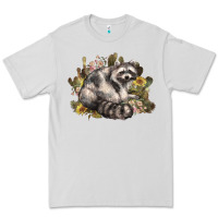 Dove Grey floral racoon western Premium Tee - NancyCooperArtShop