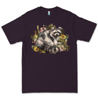 Plum floral racoon western Premium Tee - NancyCooperArtShop