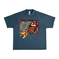 Midnight Navy Merry Christmas Lips Santa Urban Heavy Tee - Bettercallsaul