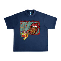 Navy Merry Christmas Lips Santa Urban Heavy Tee - Bettercallsaul
