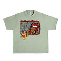 Oil Green Merry Christmas Lips Santa Urban Heavy Tee - Bettercallsaul