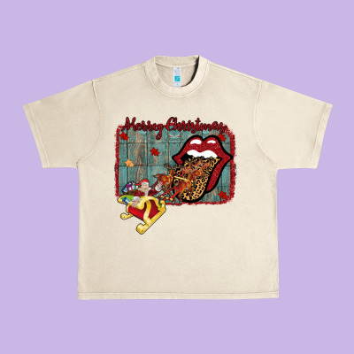 Merry Christmas Lips Santa Urban Heavy Tee Designed By Bettercallsaul