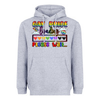 Heather Grey gay pride loading please wait Heavyweight Hoodie - LillyAllenDesigns