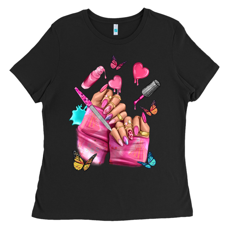 Pink Nail Art Hand Ladies Tee by NancyCooperArtShop | Teevron