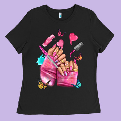 Pink Nail Art Hand Ladies Tee Designed By Nancycooperartshop
