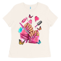 Bone pink nail art hand Ladies Tee - NancyCooperArtShop